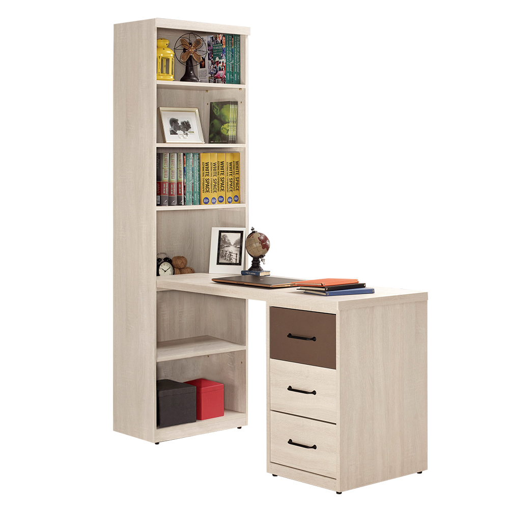 比恩4.1尺多功能L型書桌/書櫃型工作桌