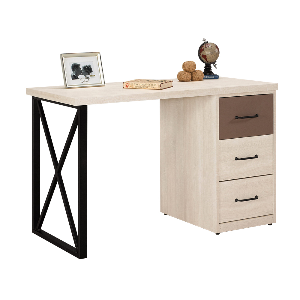 比恩4尺三抽書桌/工作桌(可調整方向)