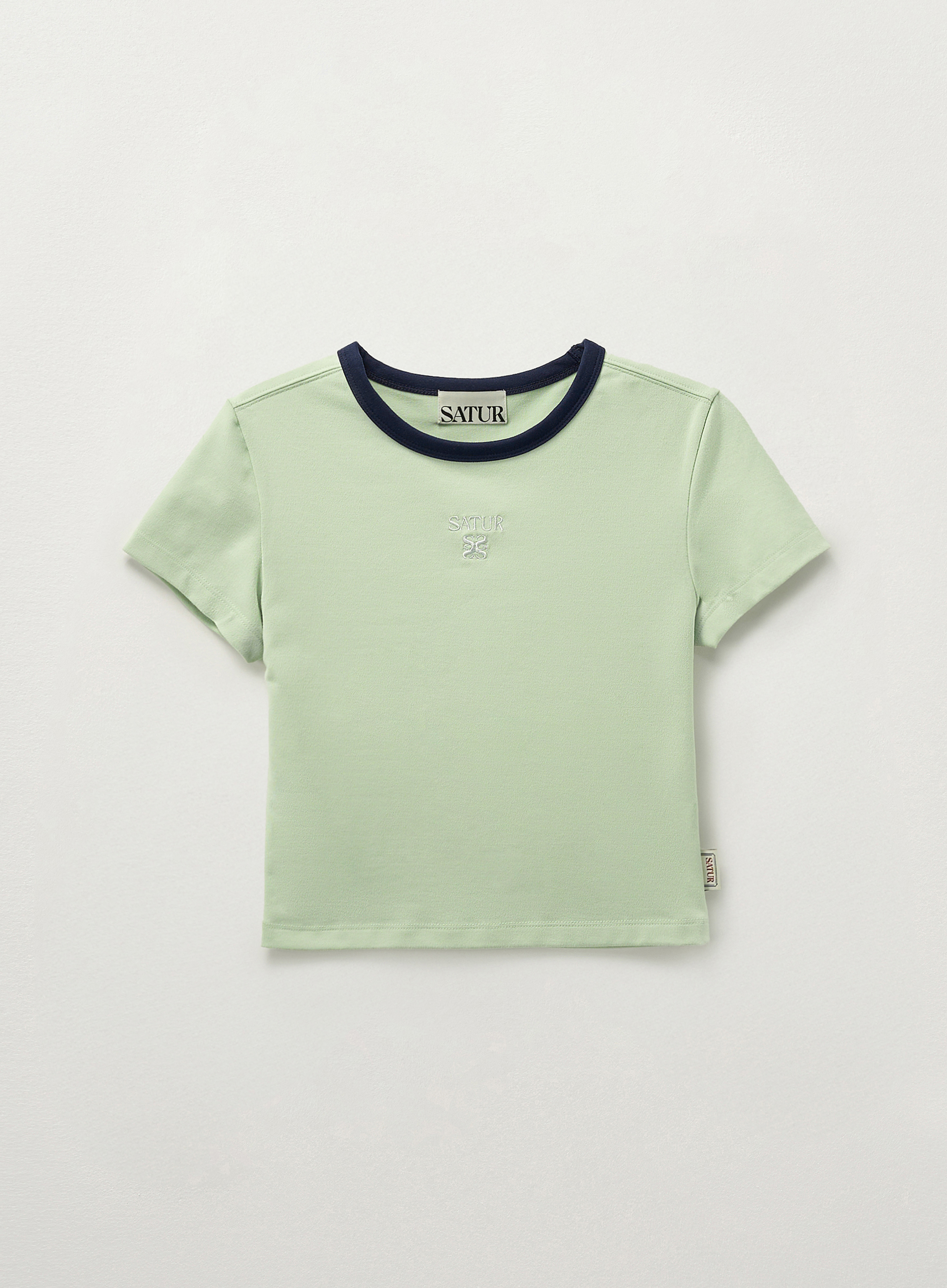 ◆SATUR (W)Apero Crop Ringer T-Shirt/5色◆ SATUR] (W) Apero Crop Ringer T-Shirt - Mint