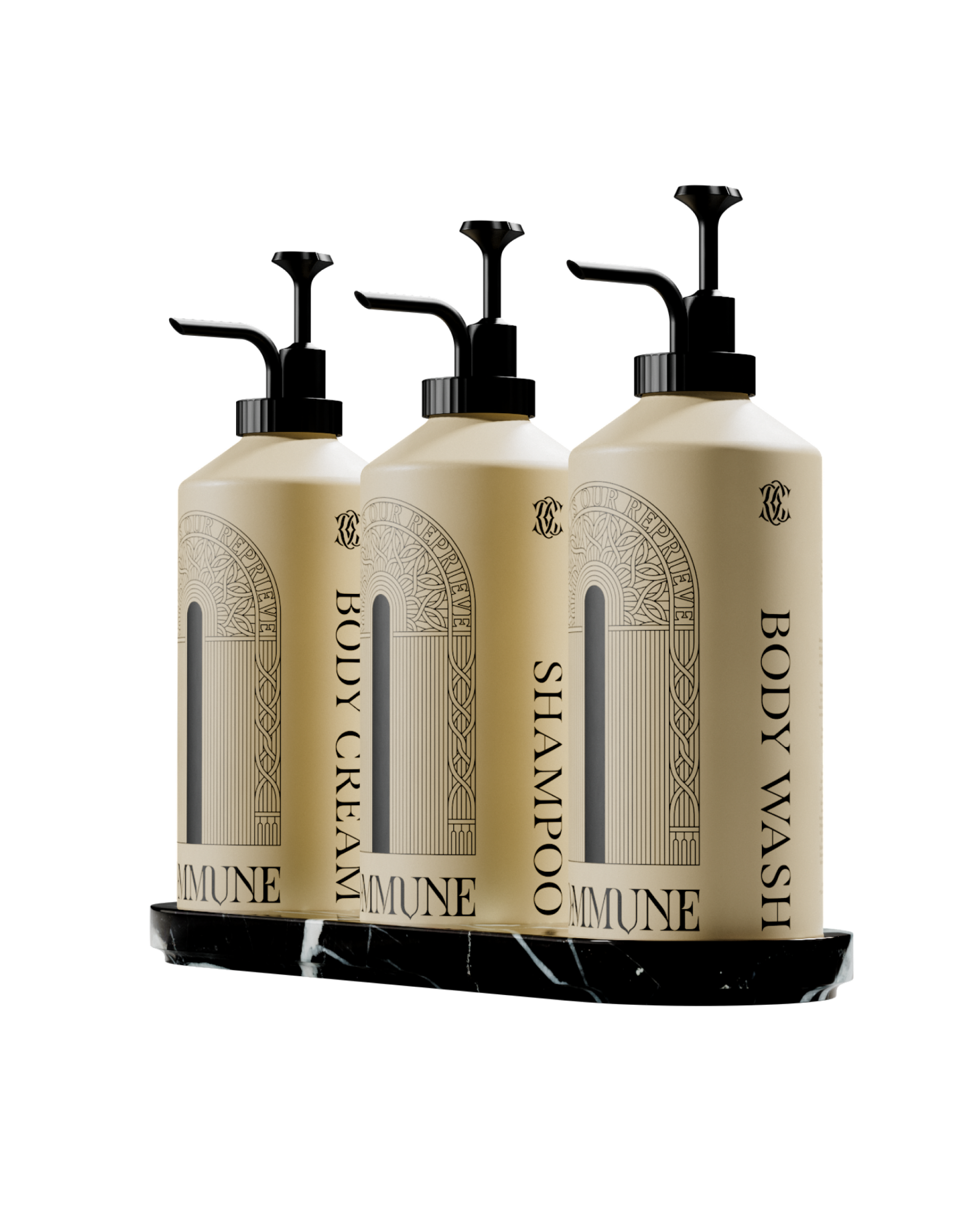 Commune  大理石石托 三瓶式 (黑)