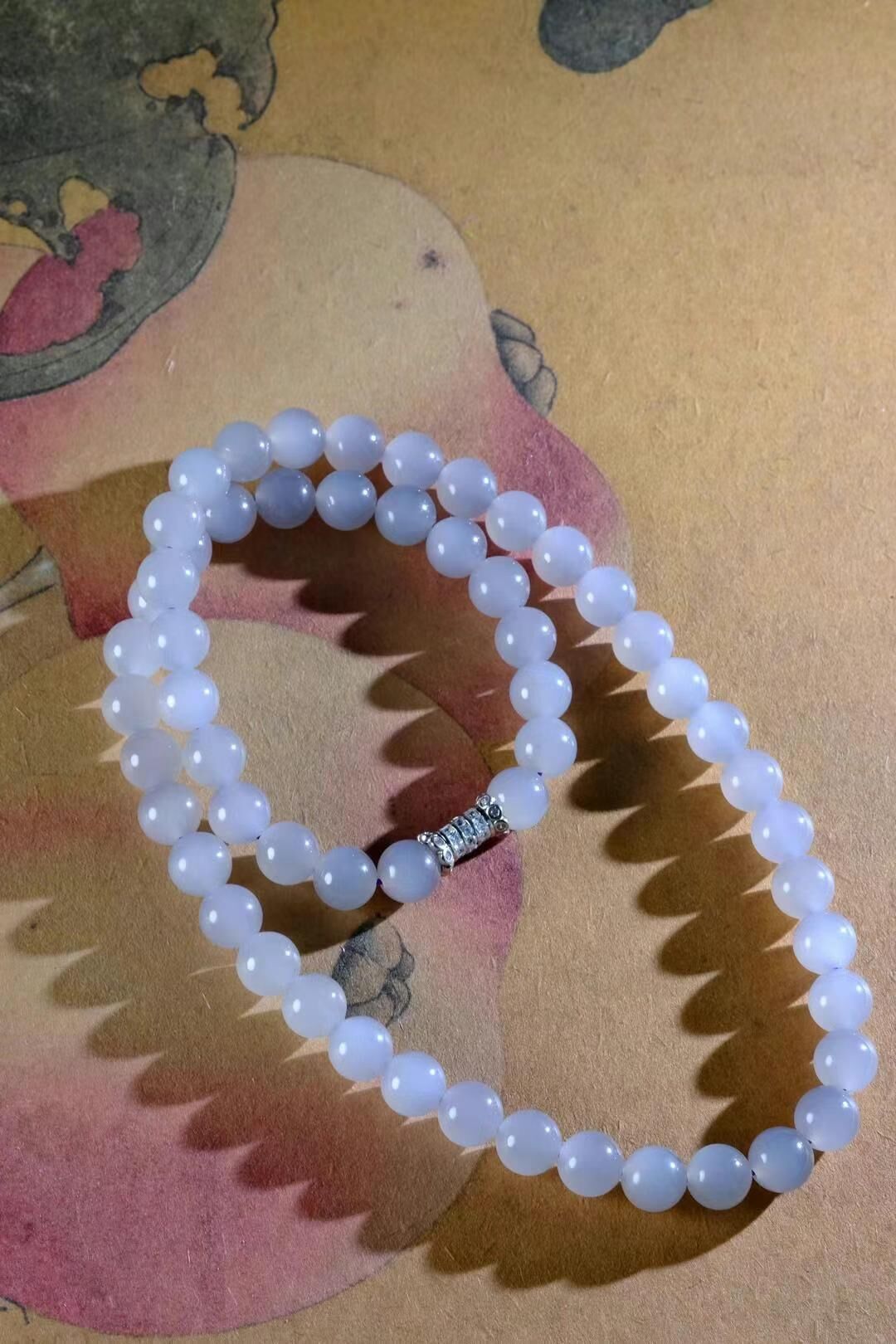 424715 和田玉冰煙紫珠串 (8mm直徑)