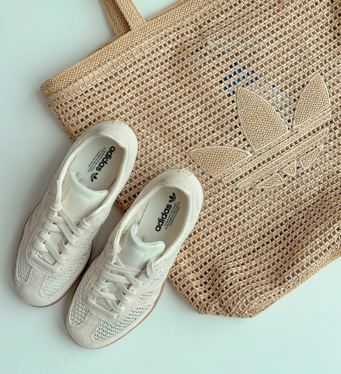 女鞋 ADIDAS SAMBA OG W 米 編織 鏤空 復古 麂皮 焦糖底 德訓鞋 扁鞋 休閒鞋 女鞋【KK3528】