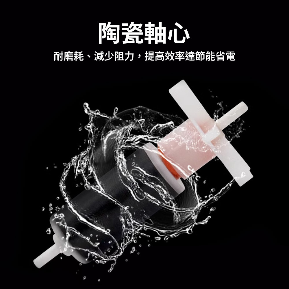 搭配陶瓷軸心，減少磨耗與阻力，確保長時間穩定運作，降低維護成本