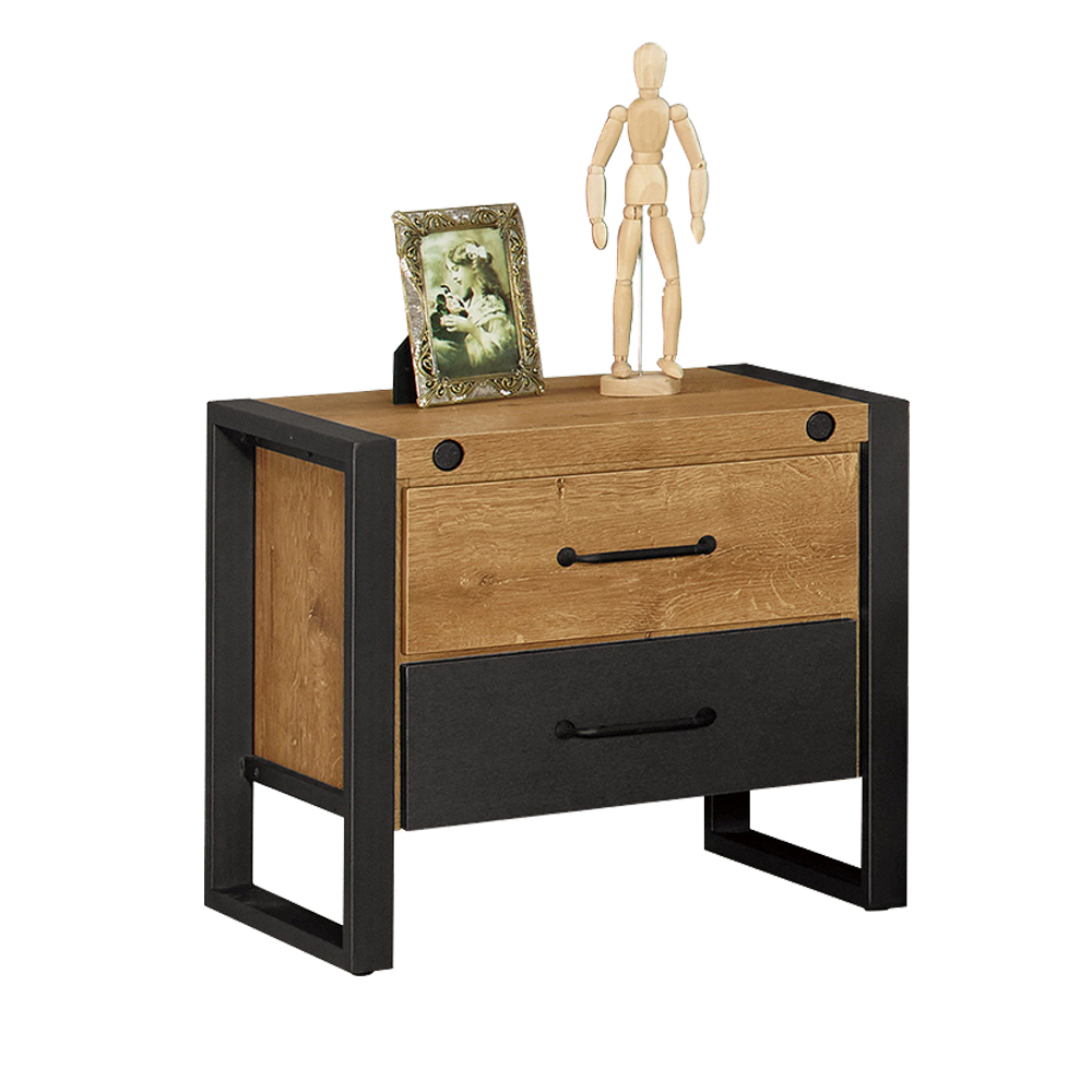 克蒙1.7尺工業風床頭櫃/二抽收納櫃/置物櫃