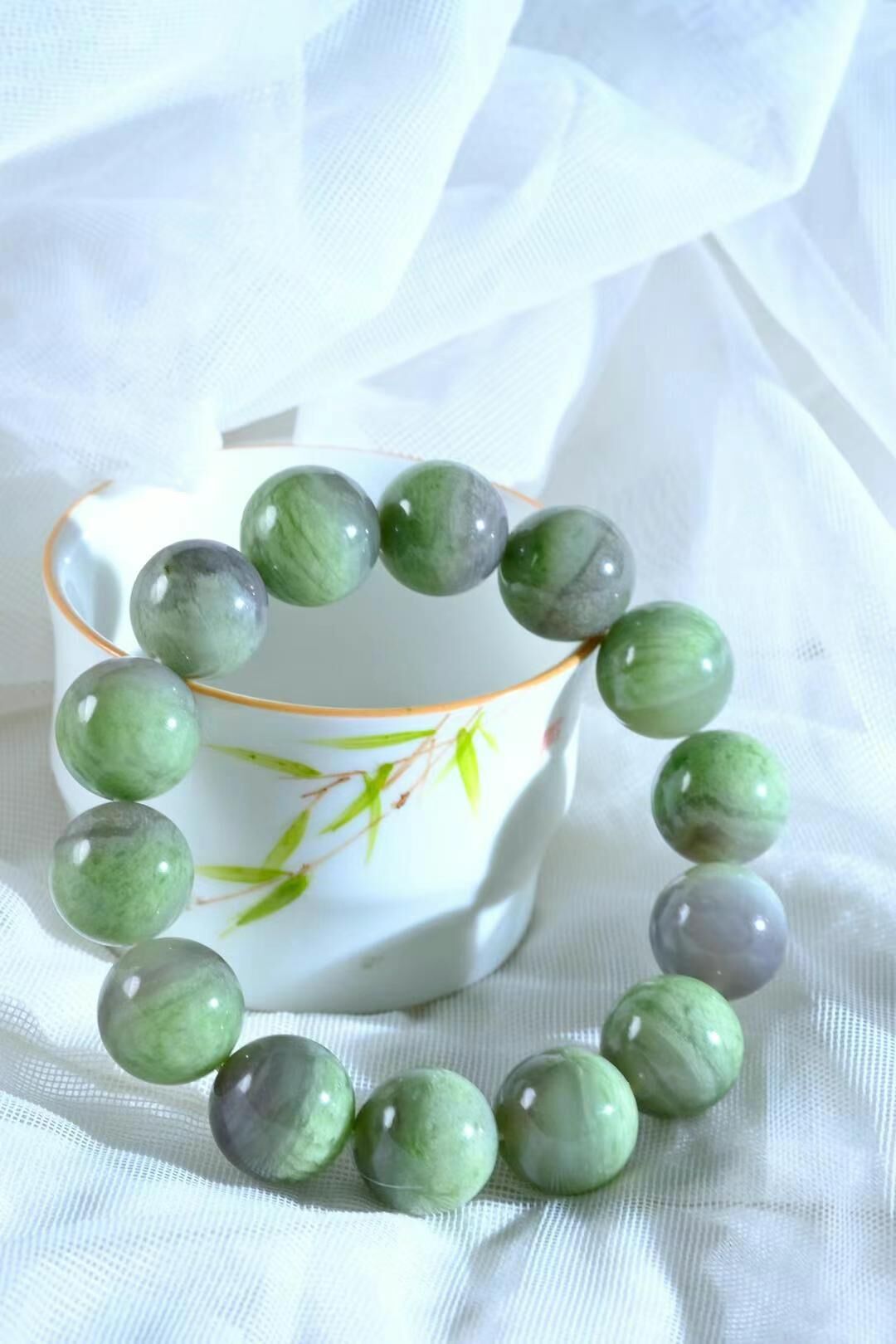 424721 和田玉綠紫手鏈 (16mm直徑)