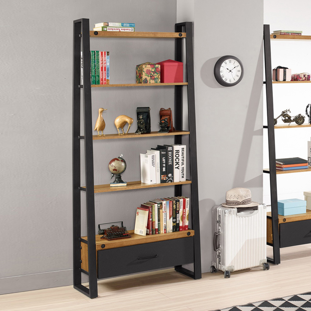 克蒙2.7尺工業風開放式一抽書架/五層架/展示置物架
