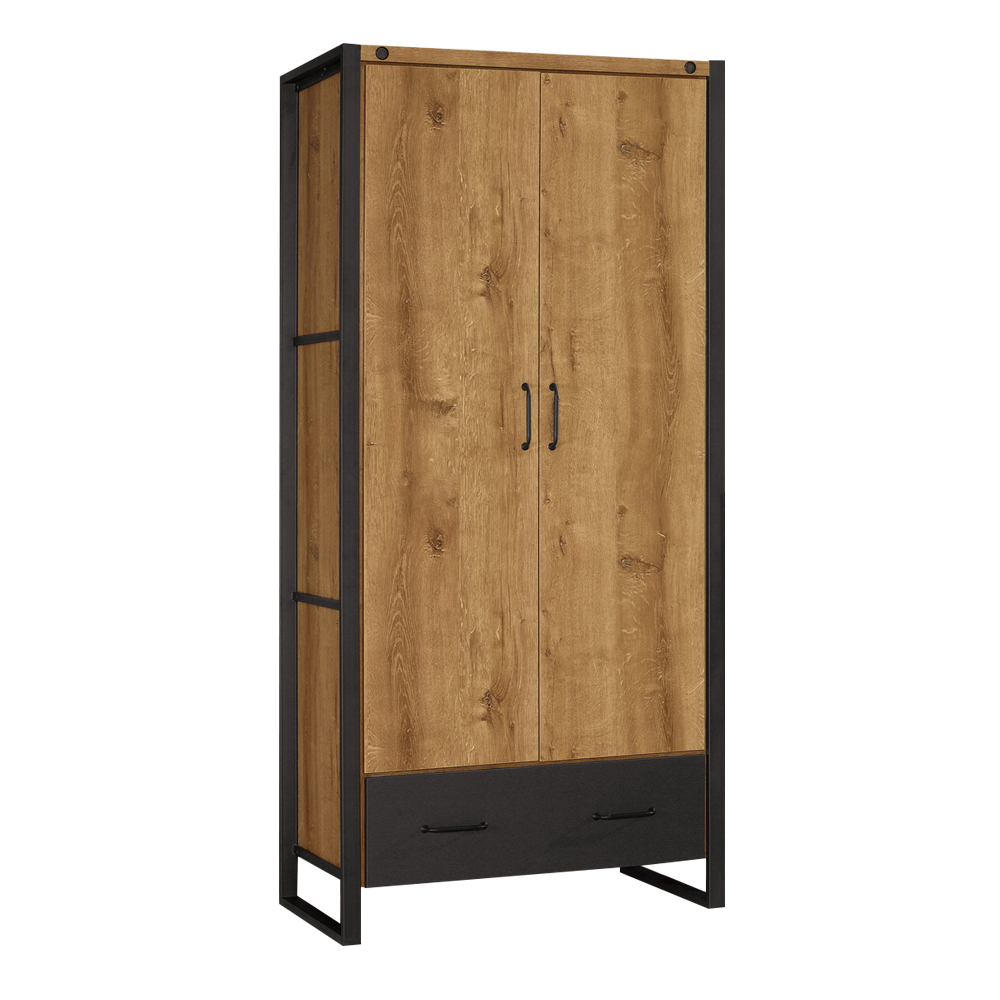 克蒙2.9尺工業風二門一抽衣櫃(單吊桿)