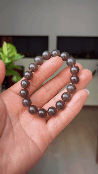 424766 和田玉戈壁料紫葡萄手串