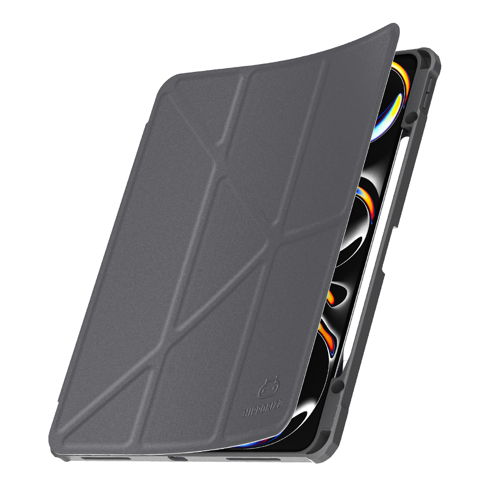 【 Hipporizz 】Origo 晶透筆槽防摔殼 iPad Air 11吋 - M2/M3/M4（深灰）