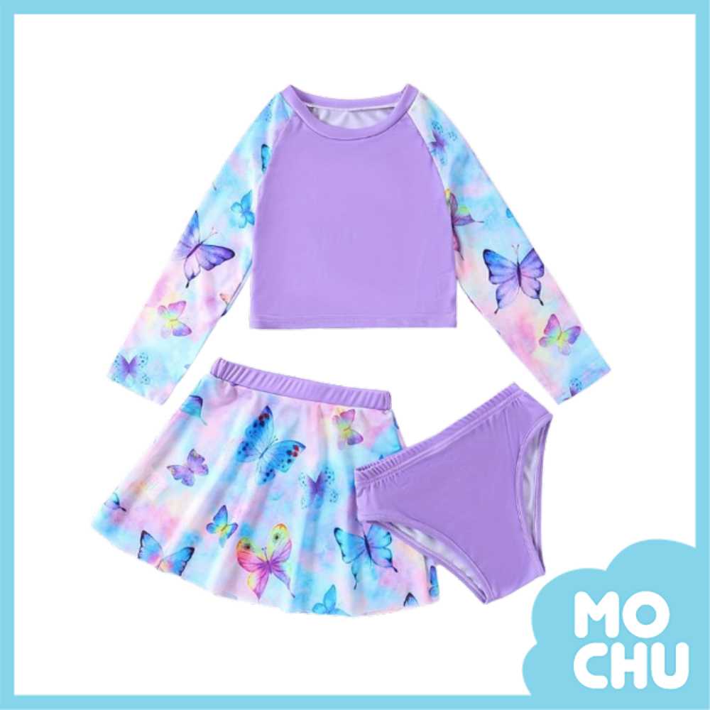 夢幻蝴蝶飛長袖三件式泳裝