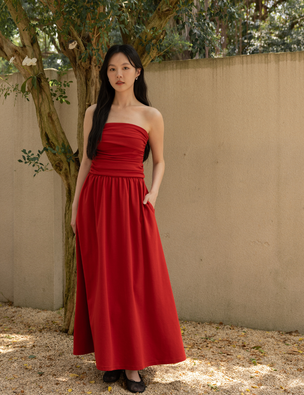 抓皺修身彈性長洋（3尺寸）