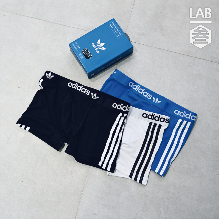 【 adidas AU M TRUNK 四角內褲組 3PACK - 白/藍/黑 】