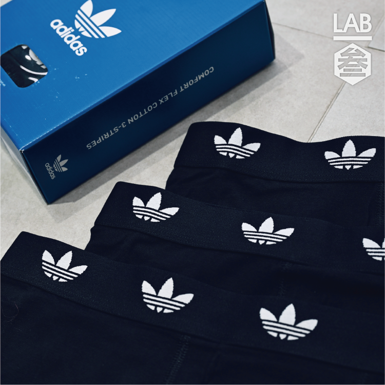 【 adidas AUW M CFC 棉質貼身四角內褲組 3PACK - 全黑 】