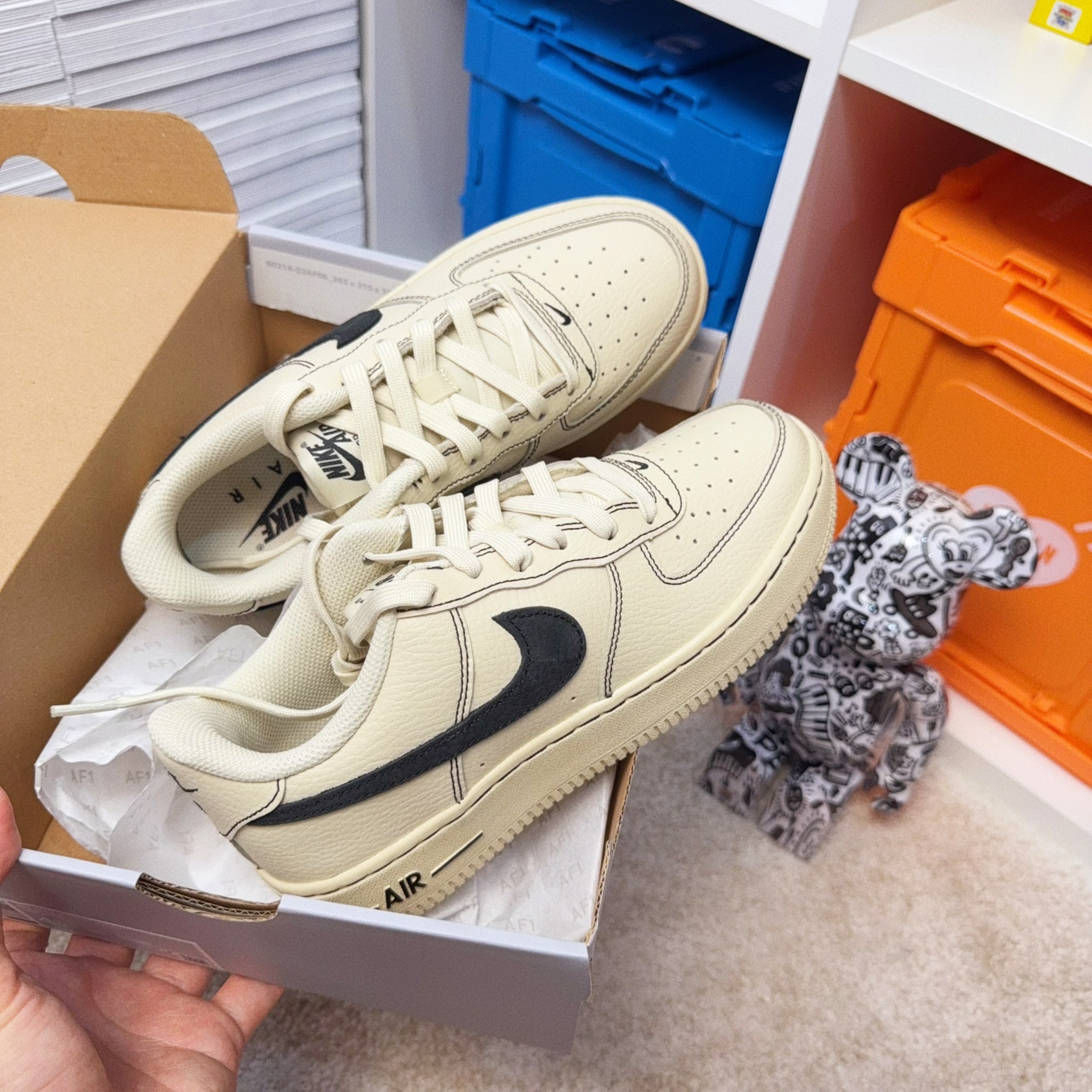 Nike Air Force 1 LV8 歐洲限定 奶油黑 外縫線 黑勾 AF1 HJ4563-200