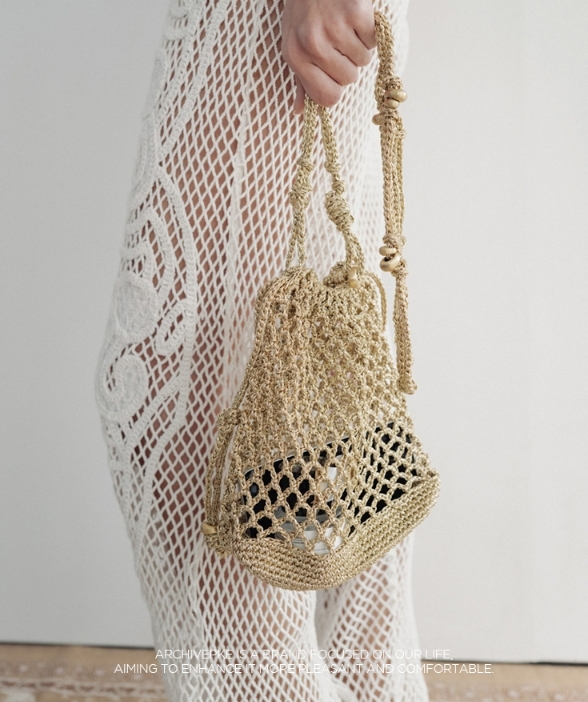 韓國代購 Archivepke Gem net pouch bag(Golden hour)Polyester
