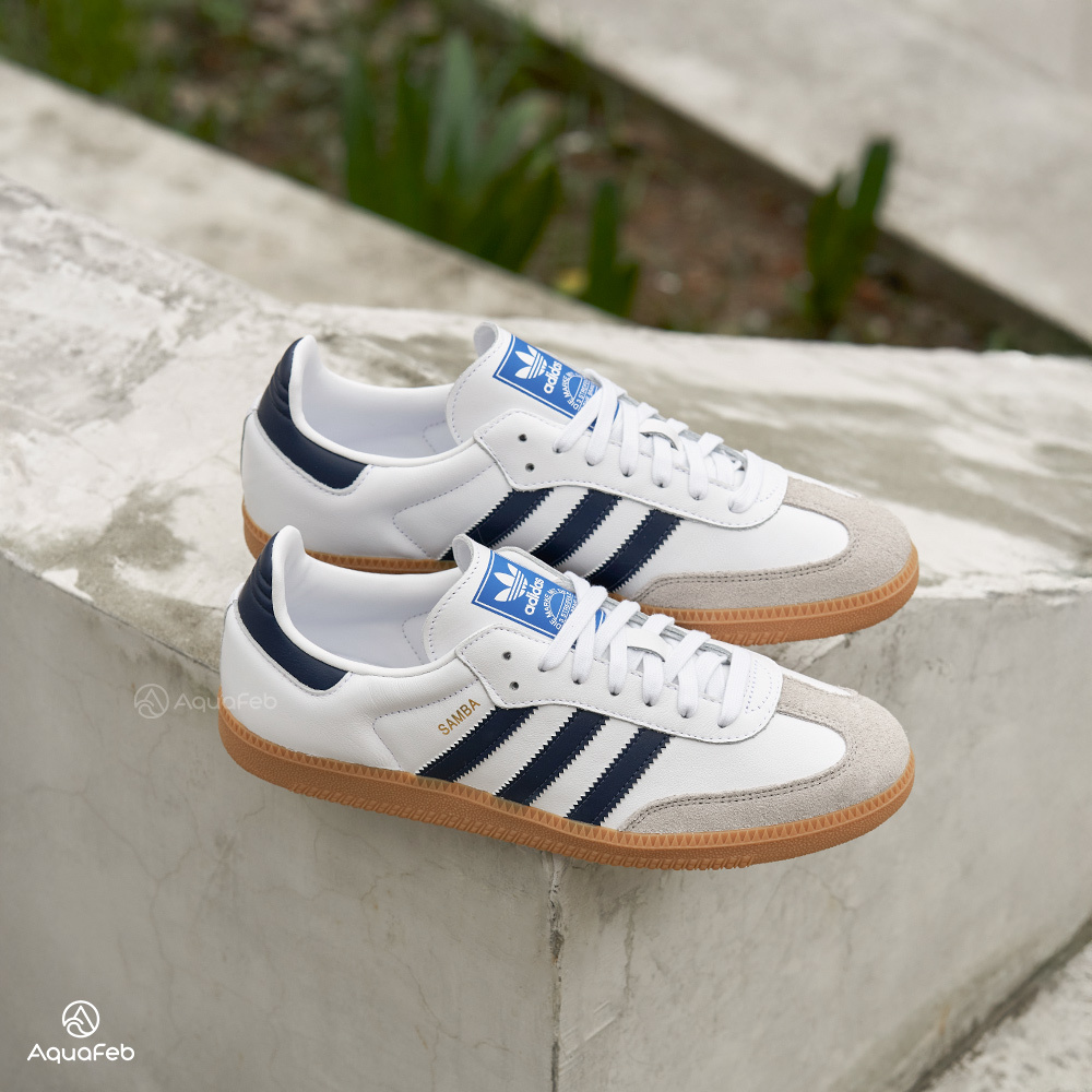 Adidas Samba OG 男鞋 女鞋 深藍白色 皮革 麂皮 復古 德訓 情侶 休閒鞋 IF3814