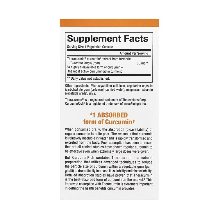 Natural Factors, CurcuminRich, Theracurmin, 30 mg, 120 Vegetarian Capsules