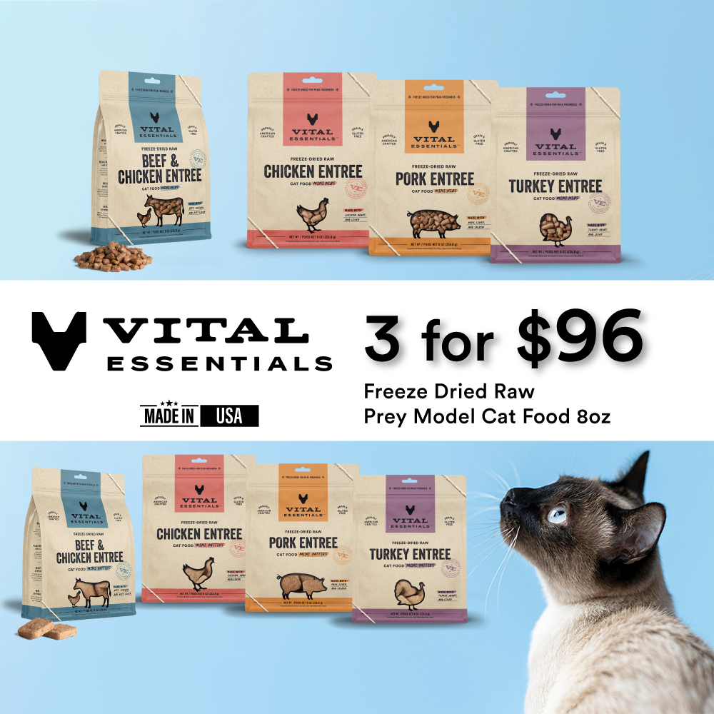 "Bundle of 3 Promo!" Vital Essentials® Freeze-Dried Raw Cat Food Mini Nibs, 8 oz - Bundle of 3 Promo!