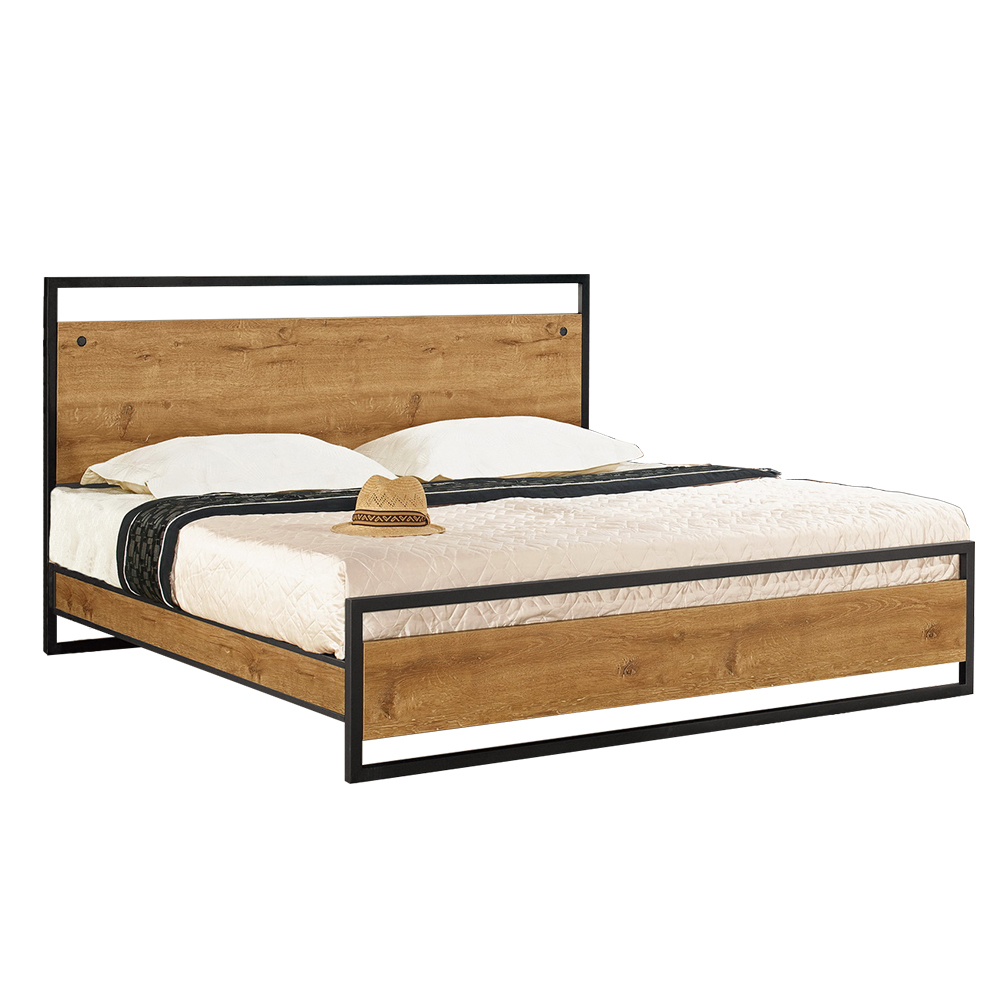 克蒙6尺工業風雙人加大床架(不含床墊)