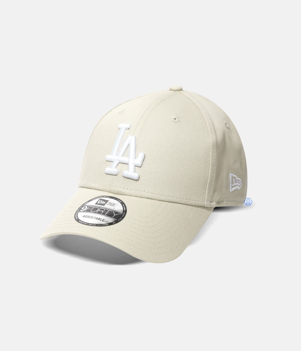 New Era 9Forty Cap LA 燕麥白 白Logo棒球帽