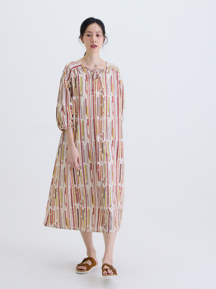 畫室光影拉克蘭七分袖洋裝-午後番石榴