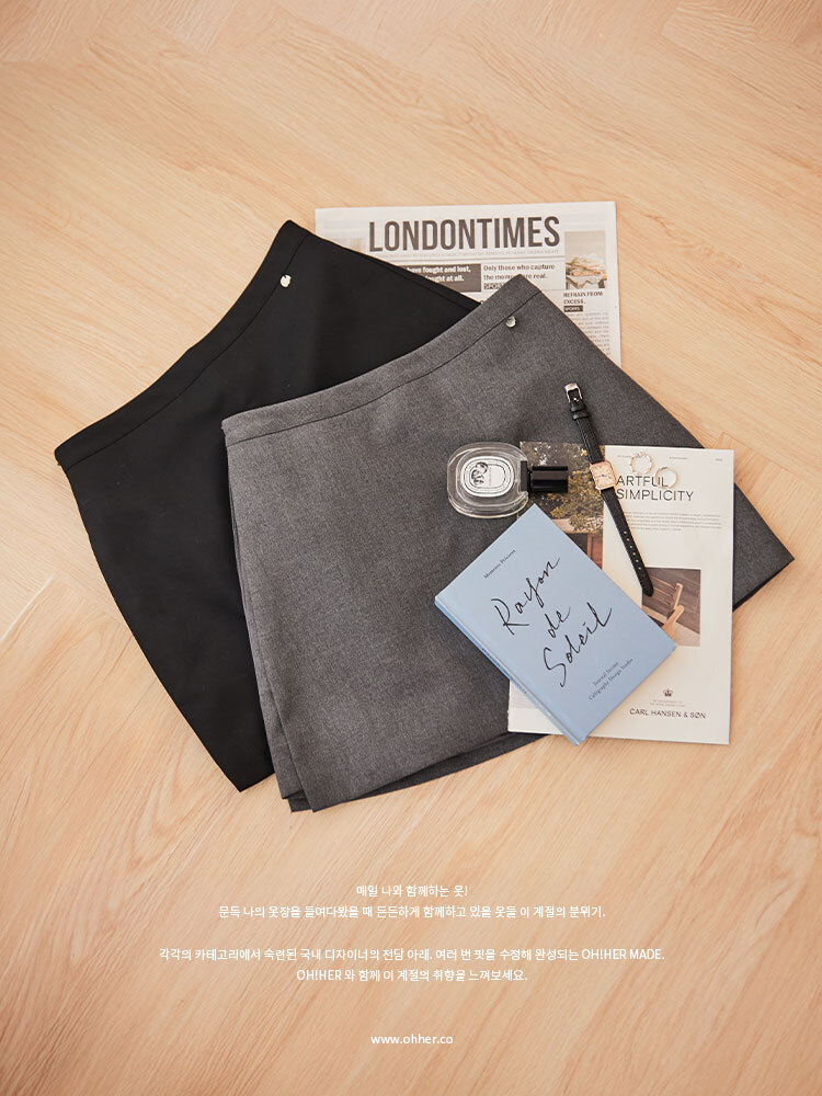 搭片側開衩西裝褲裙