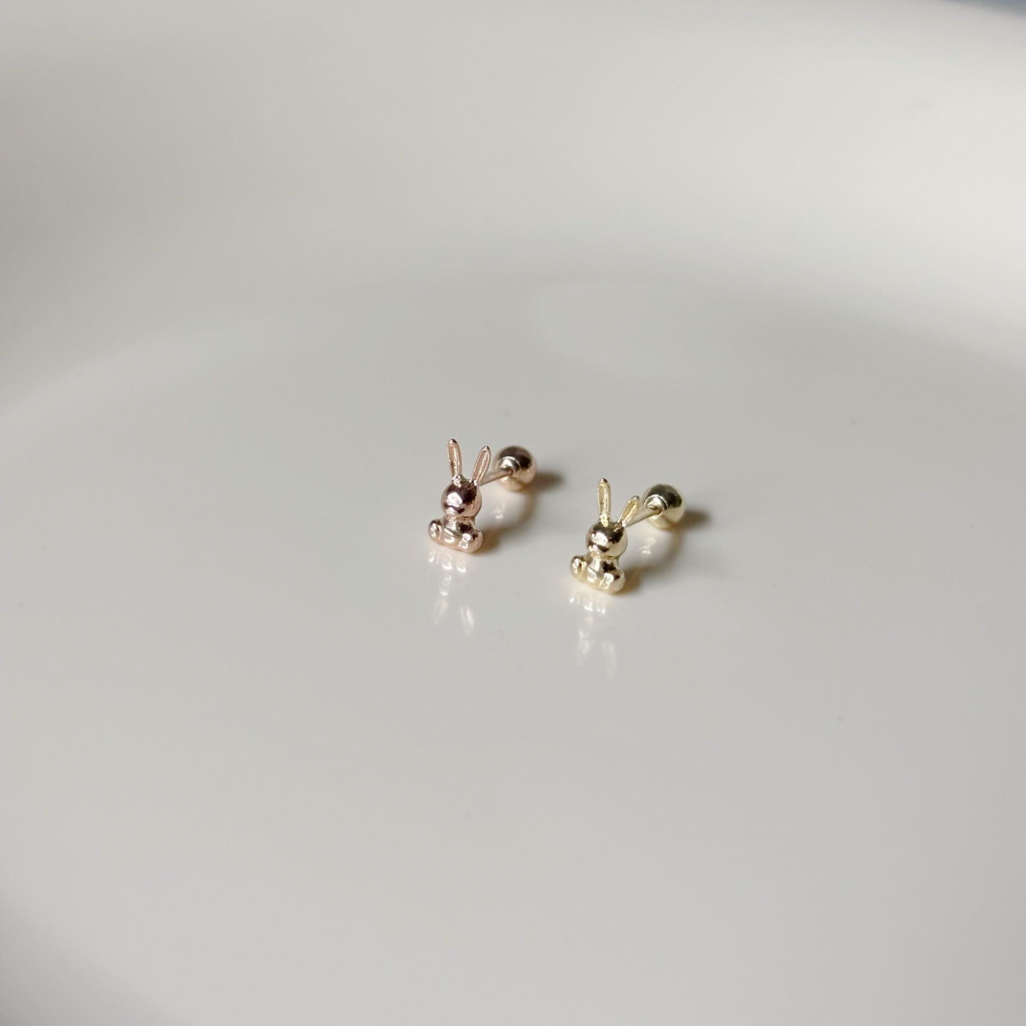 14K小兔子轉珠耳環