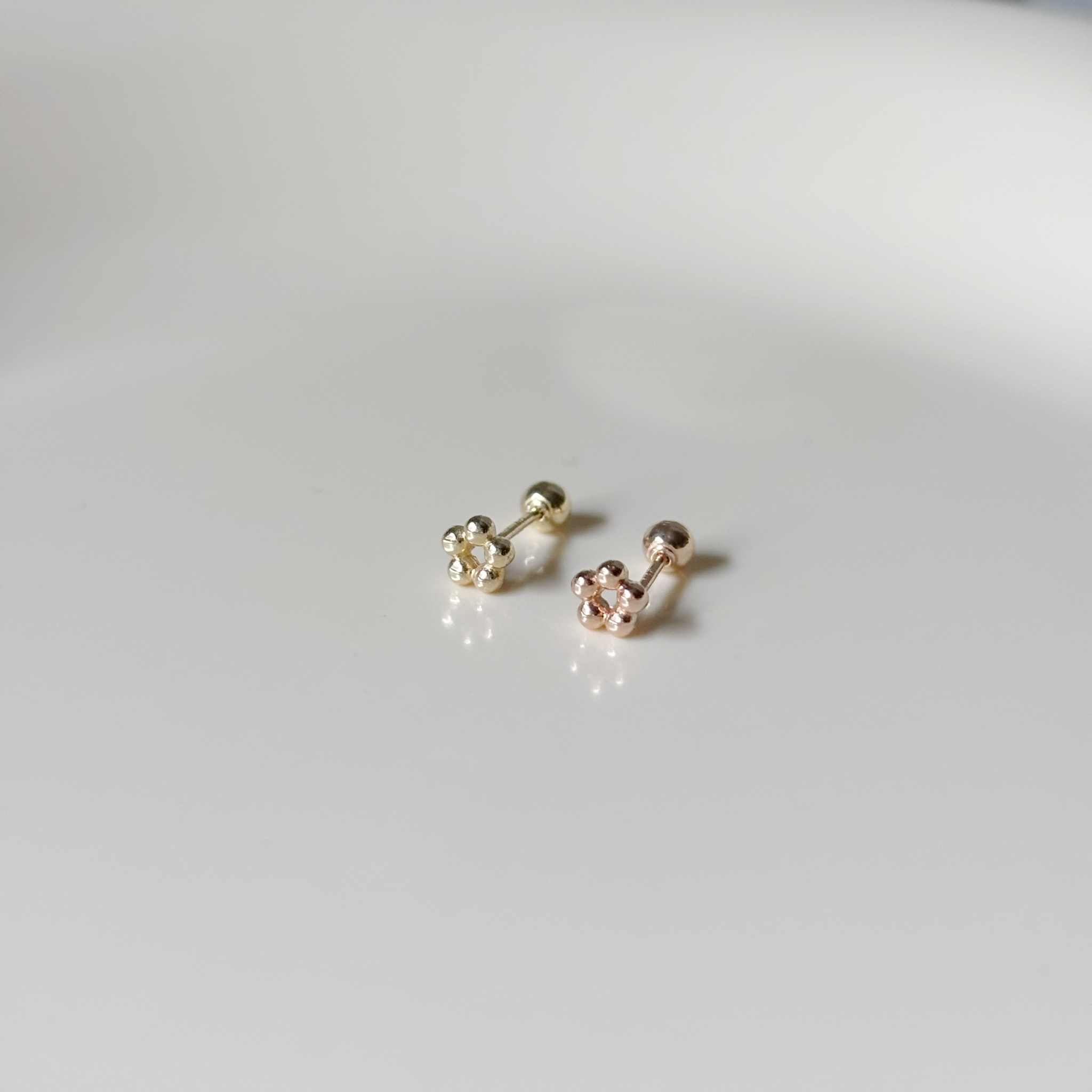 14K小波提轉珠耳環