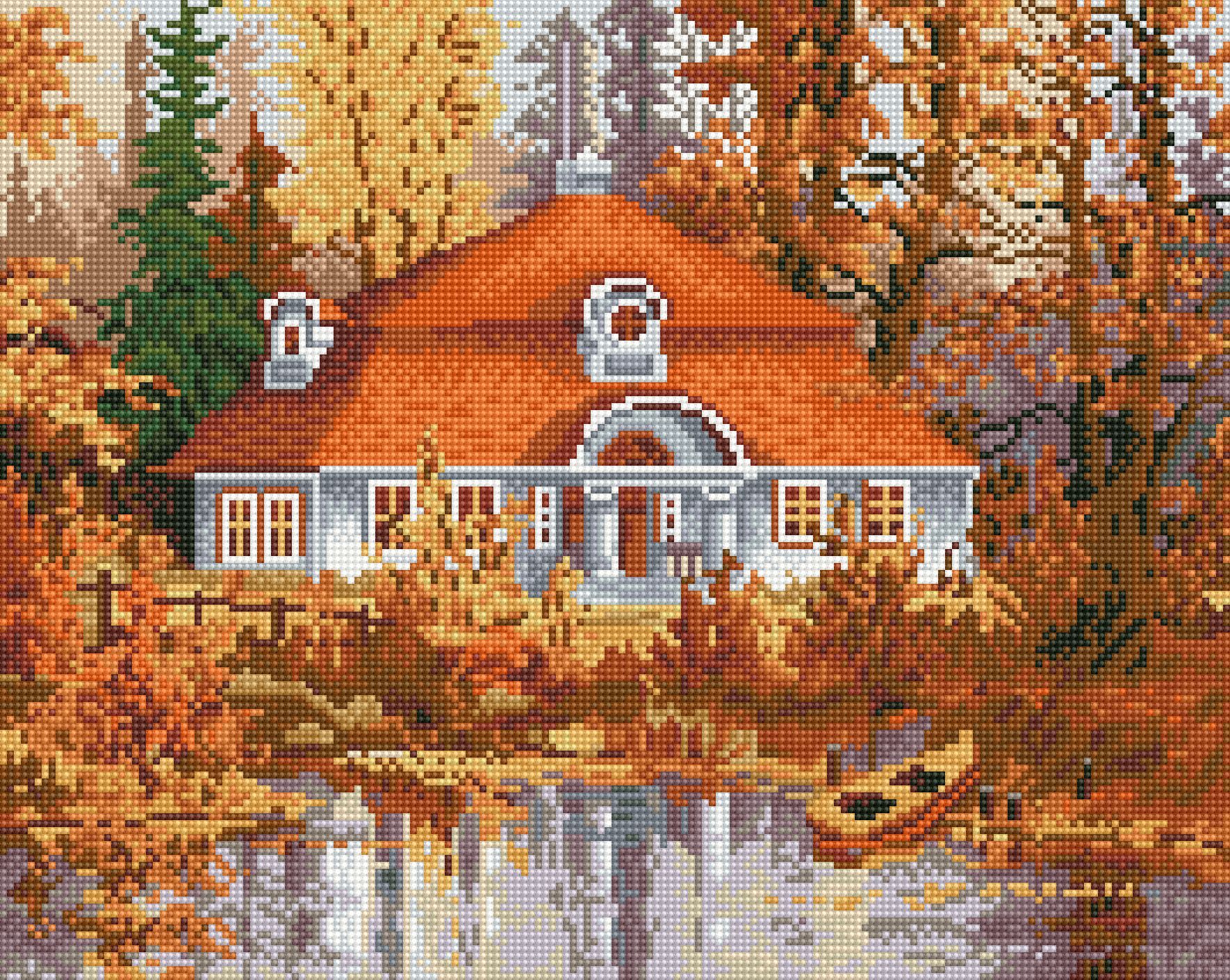 藝術生活 鑽石新設計 滿版立體鑽石畫【GJ255】林中別墅 40*50CM