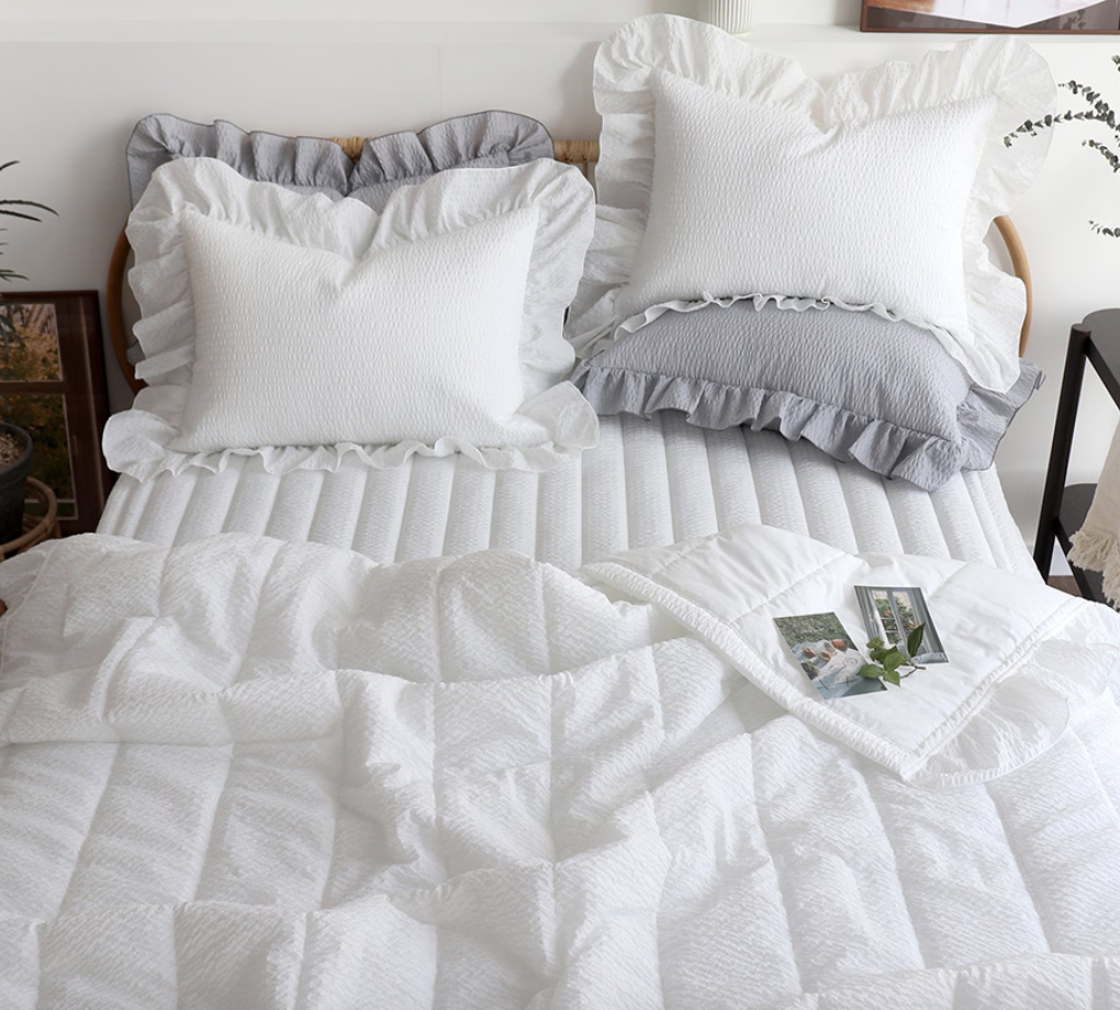 🇰🇷 韓國製 | 法式蕾絲波紋透氣涼被  🌸 防敏甜美款