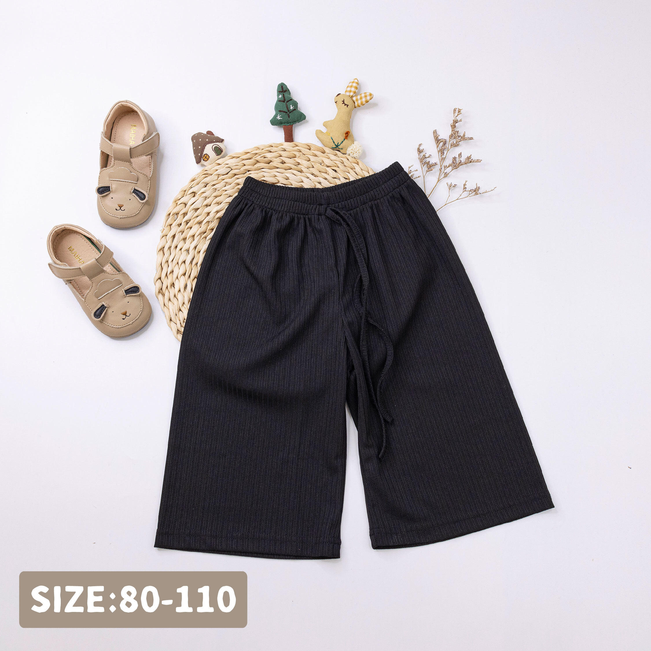 簡約百搭舒適質感闊腿褲/長褲 (H50409)