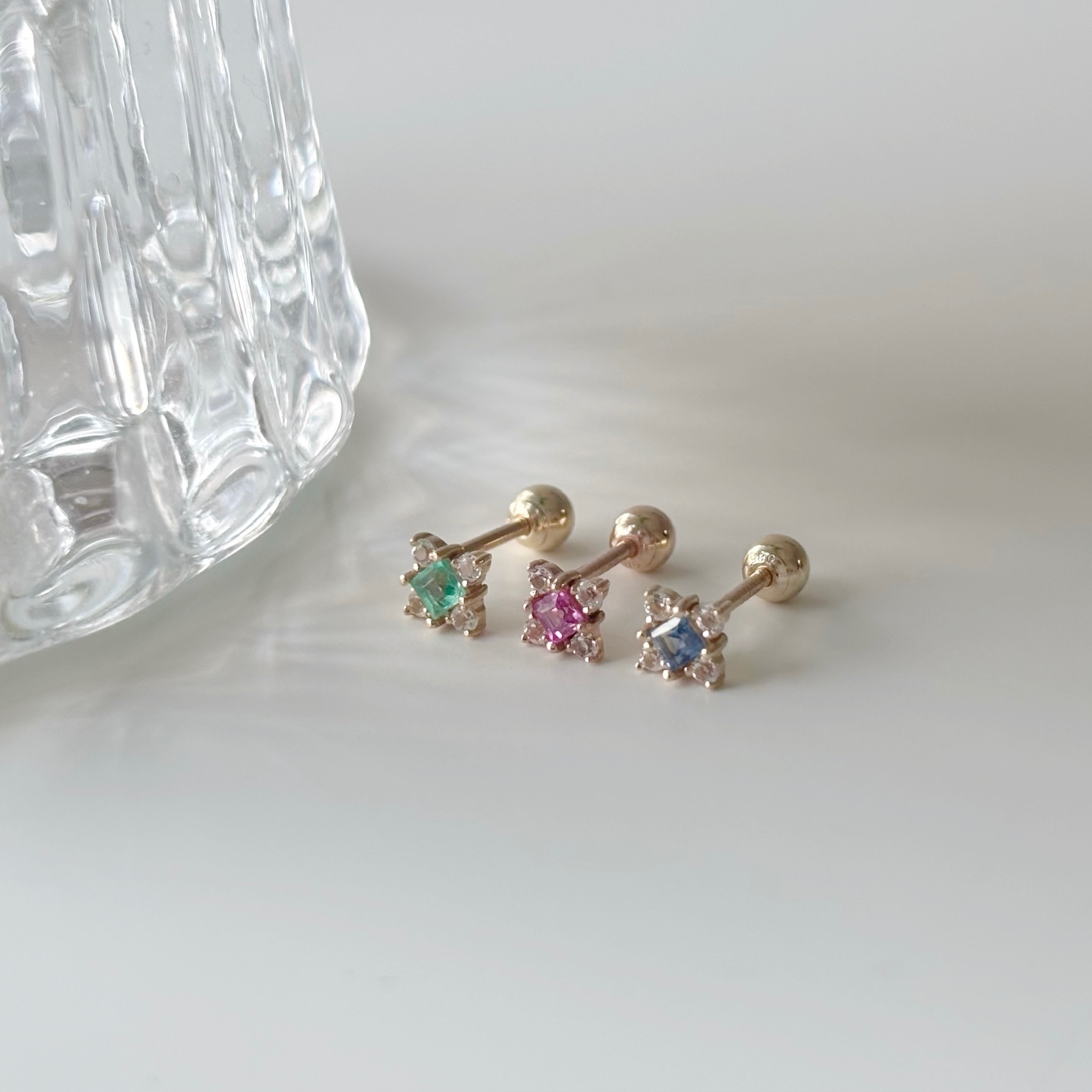 14K小窗花轉珠耳環