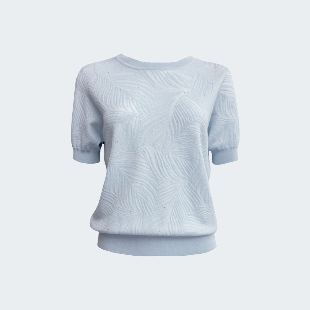 百搭壓紋燙鑽絲棉針織上衣