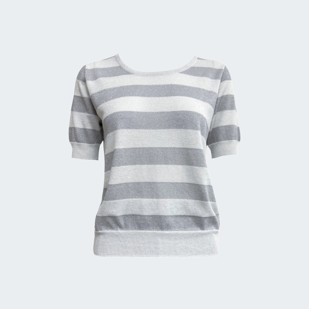 經典條紋銀蔥針織上衣