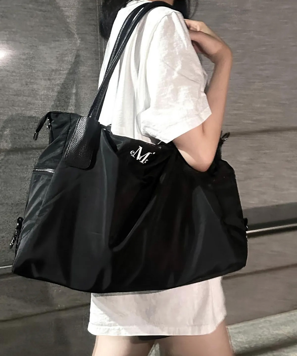 韓國設計師品牌 MUCENT 經典Logo 大托特包 黑色 4WAY SIGNATURE LOGO TOTE BAG