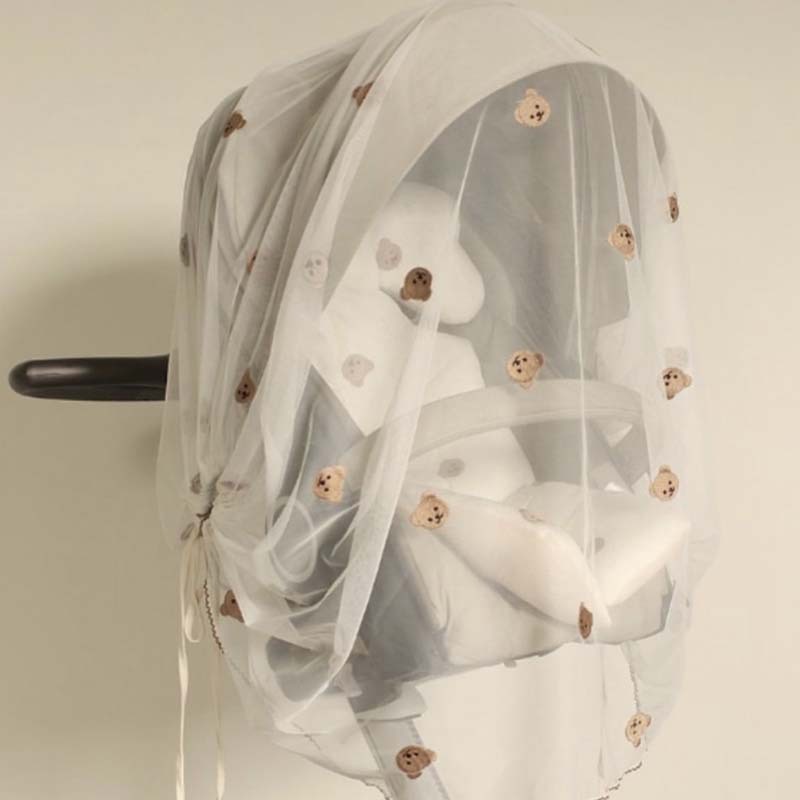 《1269》嬰兒車蚊帳加密春夏季蚊帳可摺疊寶寶防蚊綁帶式手推車蚊帳罩(110*160cm)