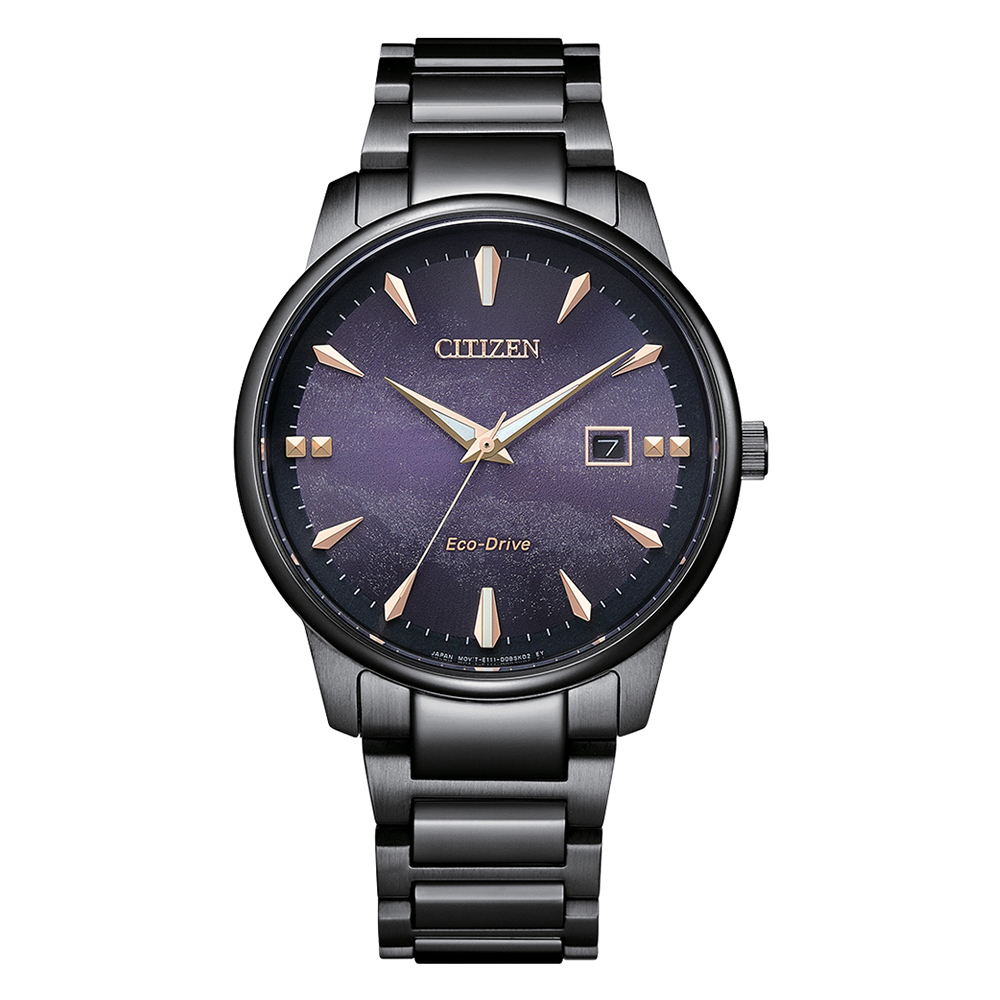 【Citizen 星辰】BM7595-89 星河圖案錶面 日期顯示 夜光 不鏽鋼 光動能 手錶