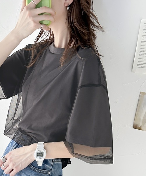 日本🇯🇵連線 JAVA 雙層薄紗設計短T 背面Logo印花 短袖 薄紗 層次感 T恤 4色(任買兩件711免運)/預購