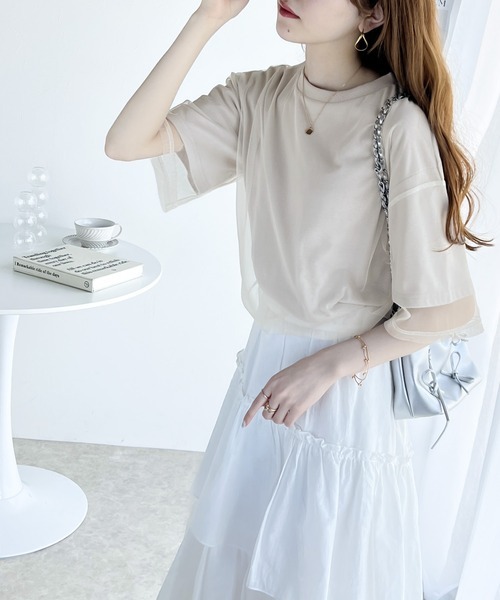 日本🇯🇵連線 JAVA 雙層薄紗設計短T 背面Logo印花 短袖 薄紗 層次感 T恤 4色(任買兩件711免運)/預購