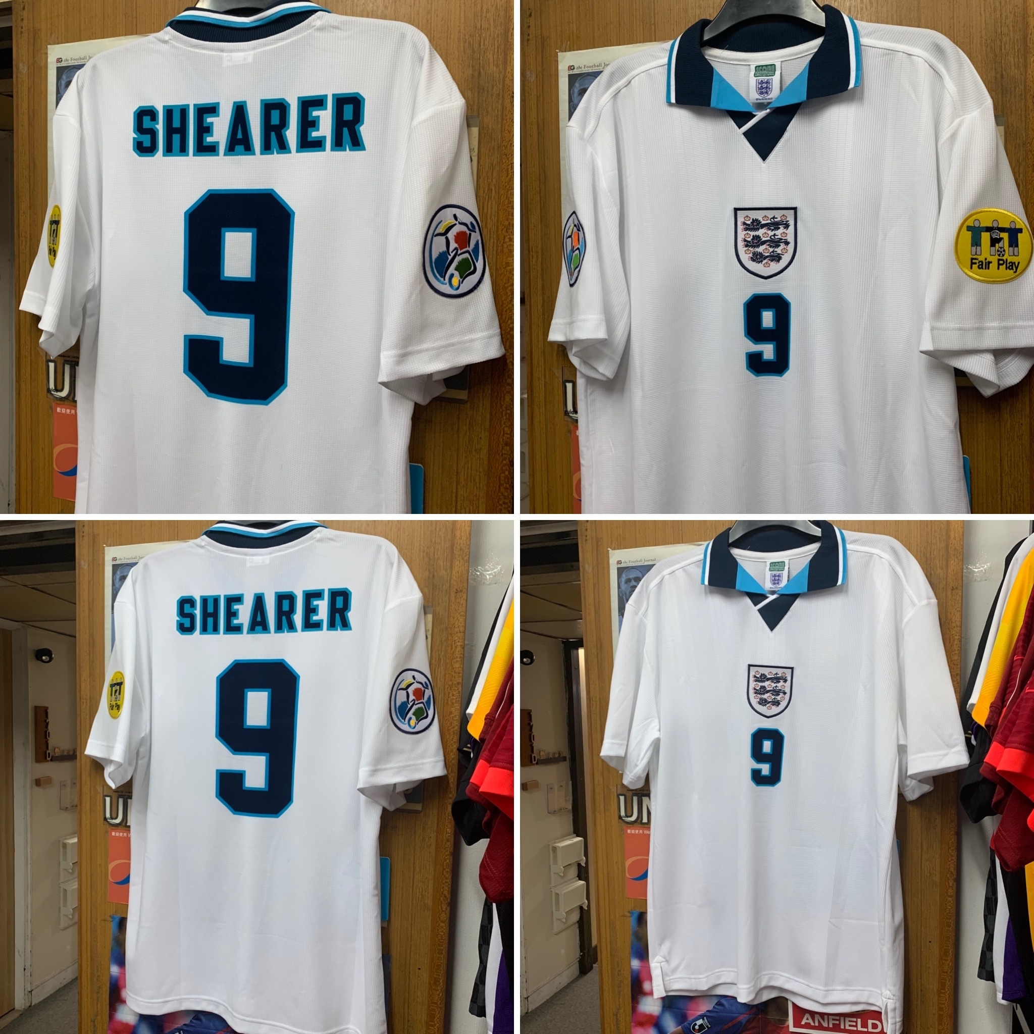 1996 ScoreDraw England Retro Home Shirt with 9 SHEARER [BNWT, XL 100% New]