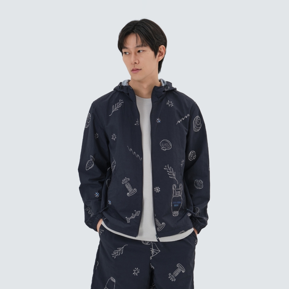 【代購】Snow Peak X Hernc 聯名 Graphic 滿版 海洋 圖案 連帽 風衣 外套 S25MMWWB36