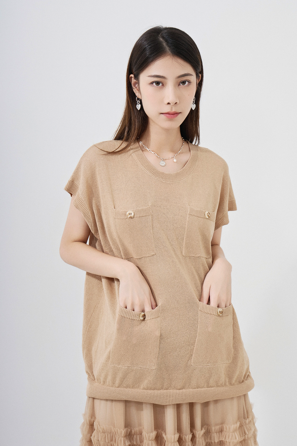 四袋乾爽針織上衣 (*現貨款式）