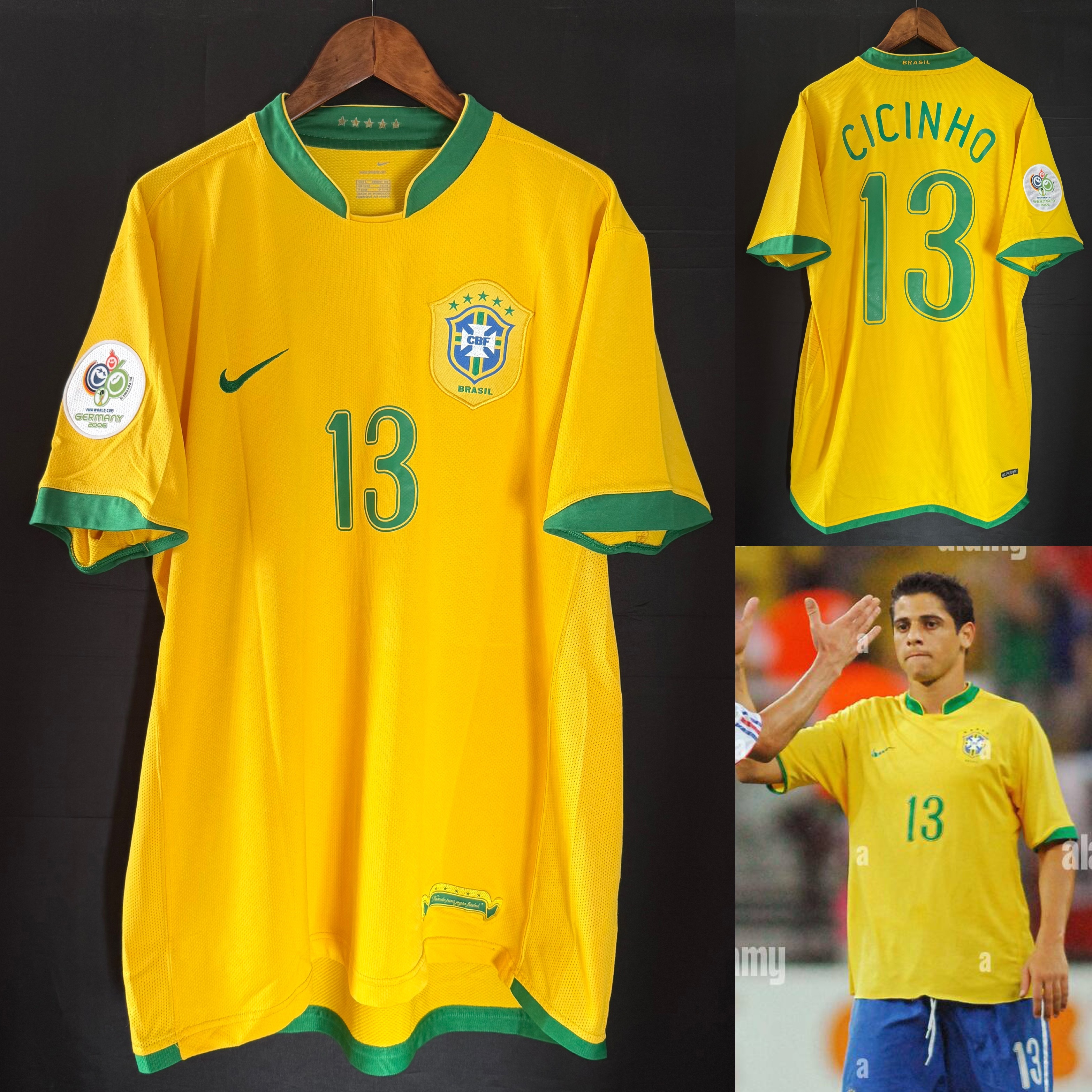 Brazil 2006 FIFA World Cup Home Shirt #13 CICINHO