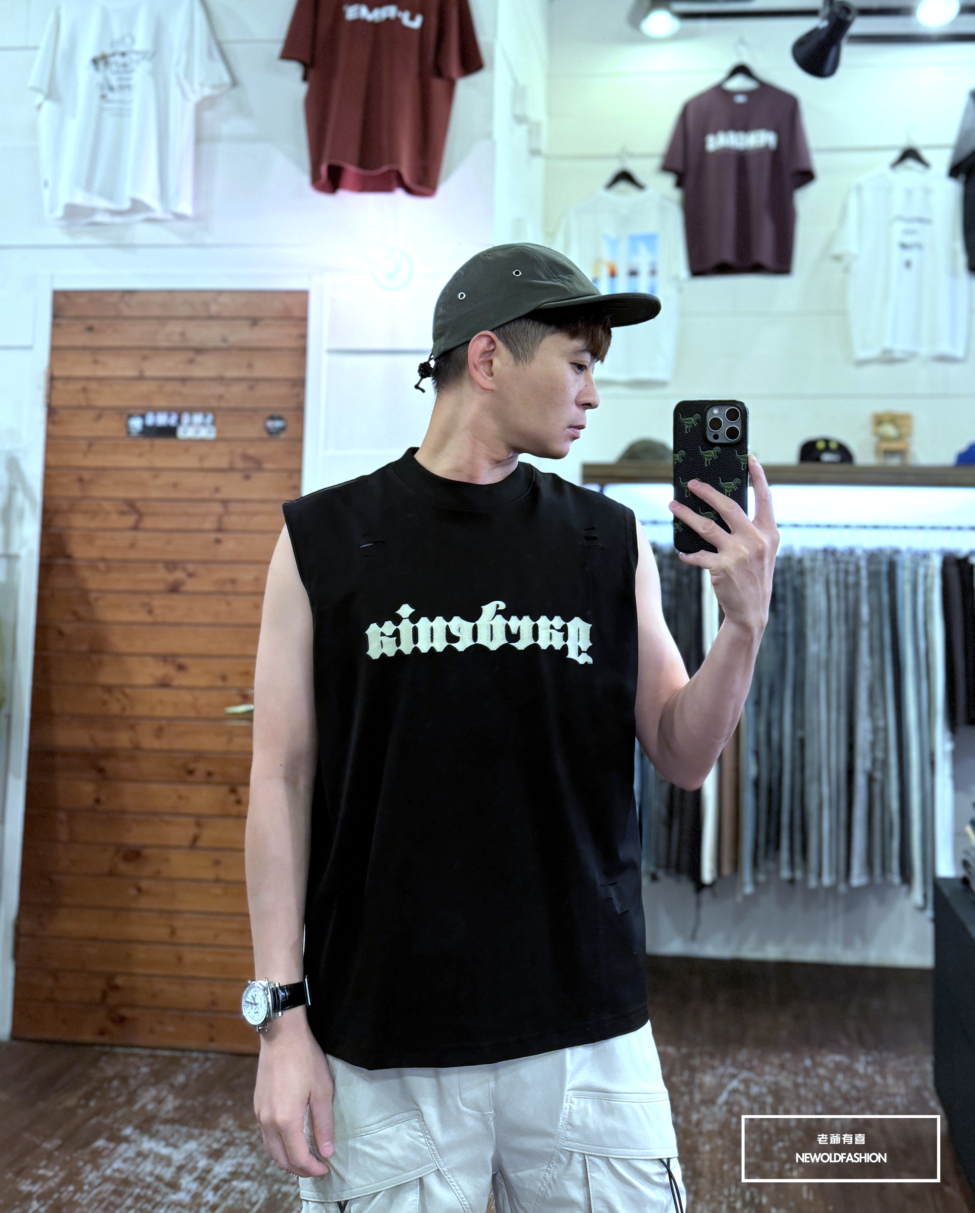 『新品上市』重磅羅馬G棉質背心(NOF2405S8005)-黑