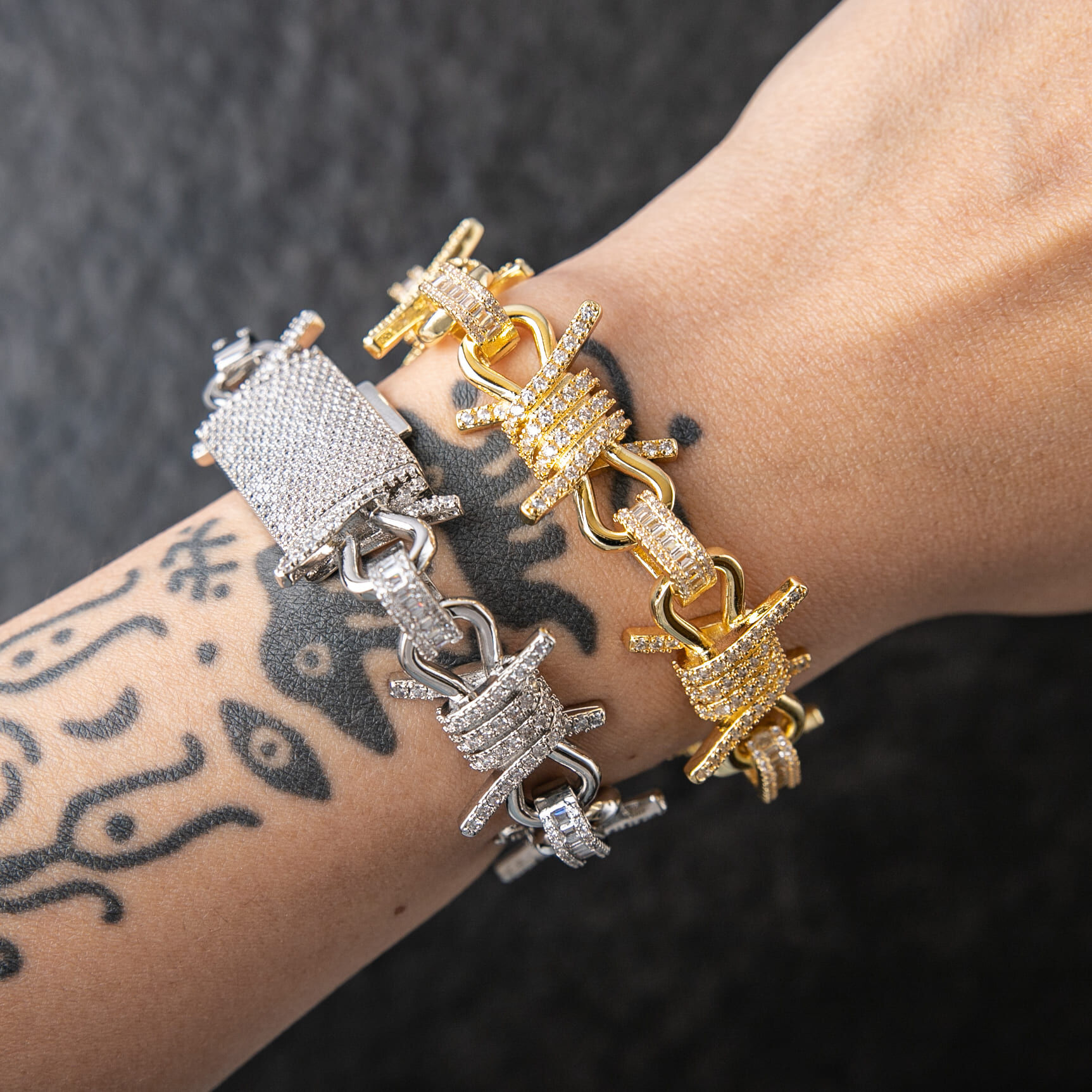 19mm滿鑲荊棘鍊條造型手鍊