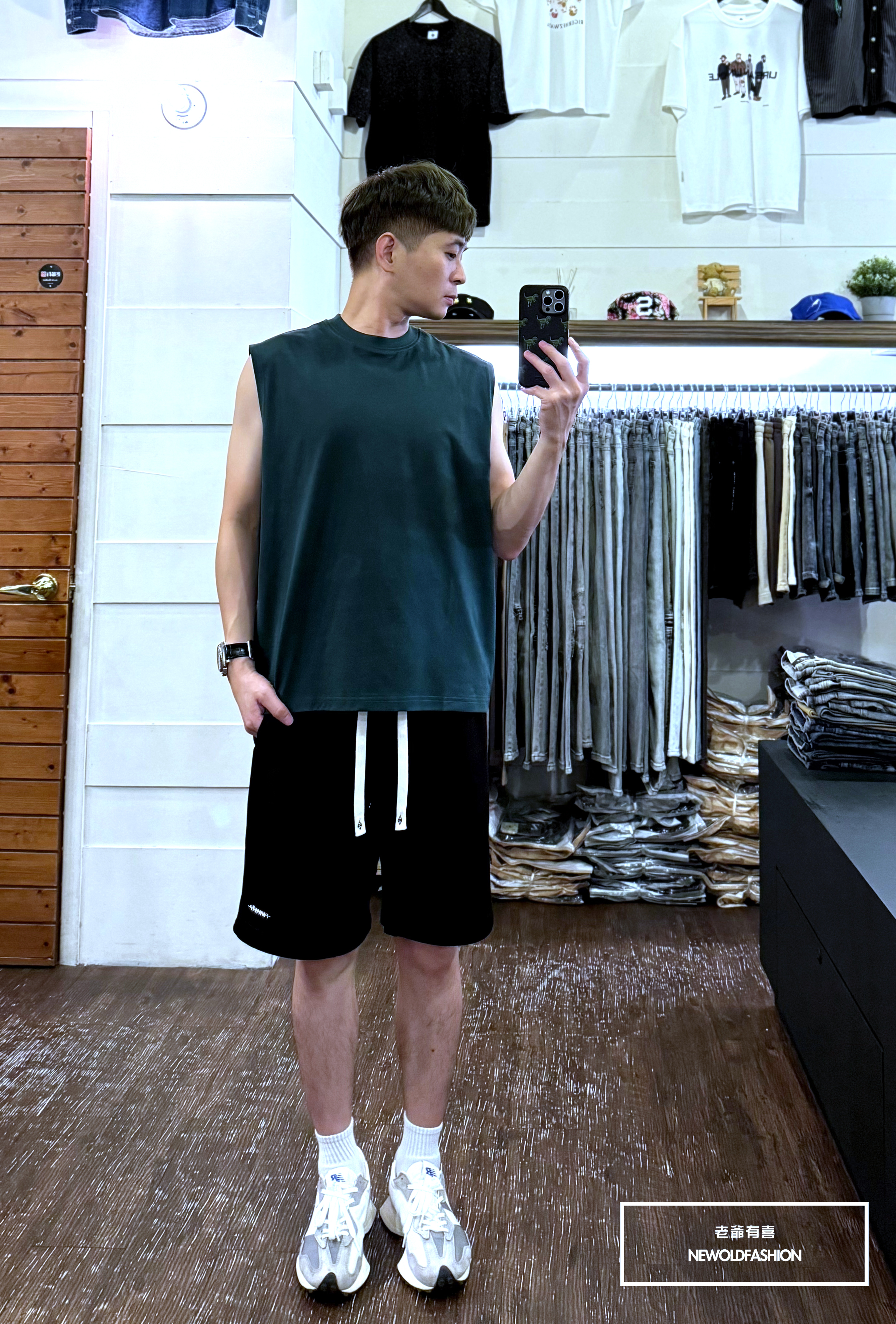 『新品上市』重磅原色素面棉質背心(NOF2405S8004)-綠