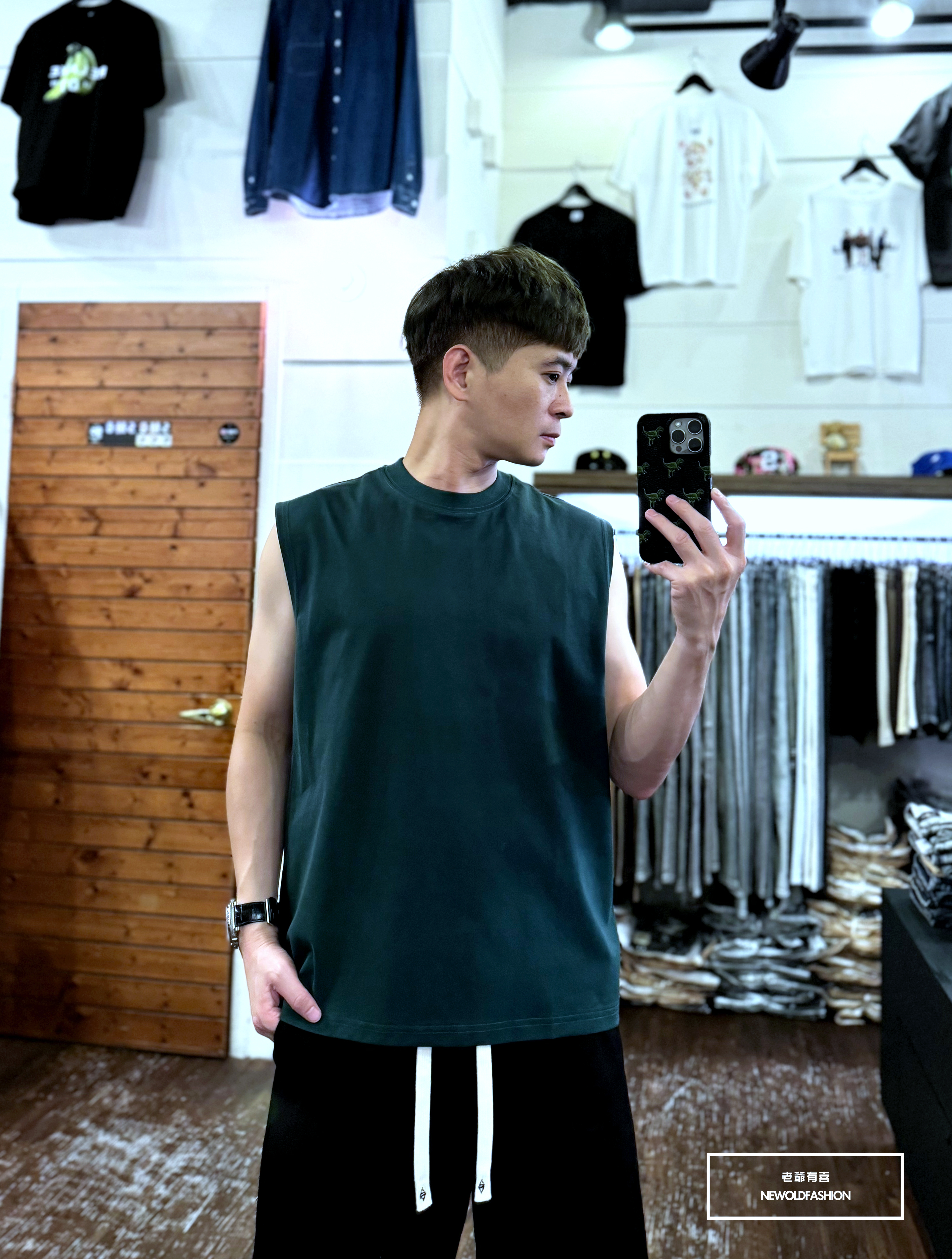 『新品上市』重磅原色素面棉質背心(NOF2405S8004)-綠