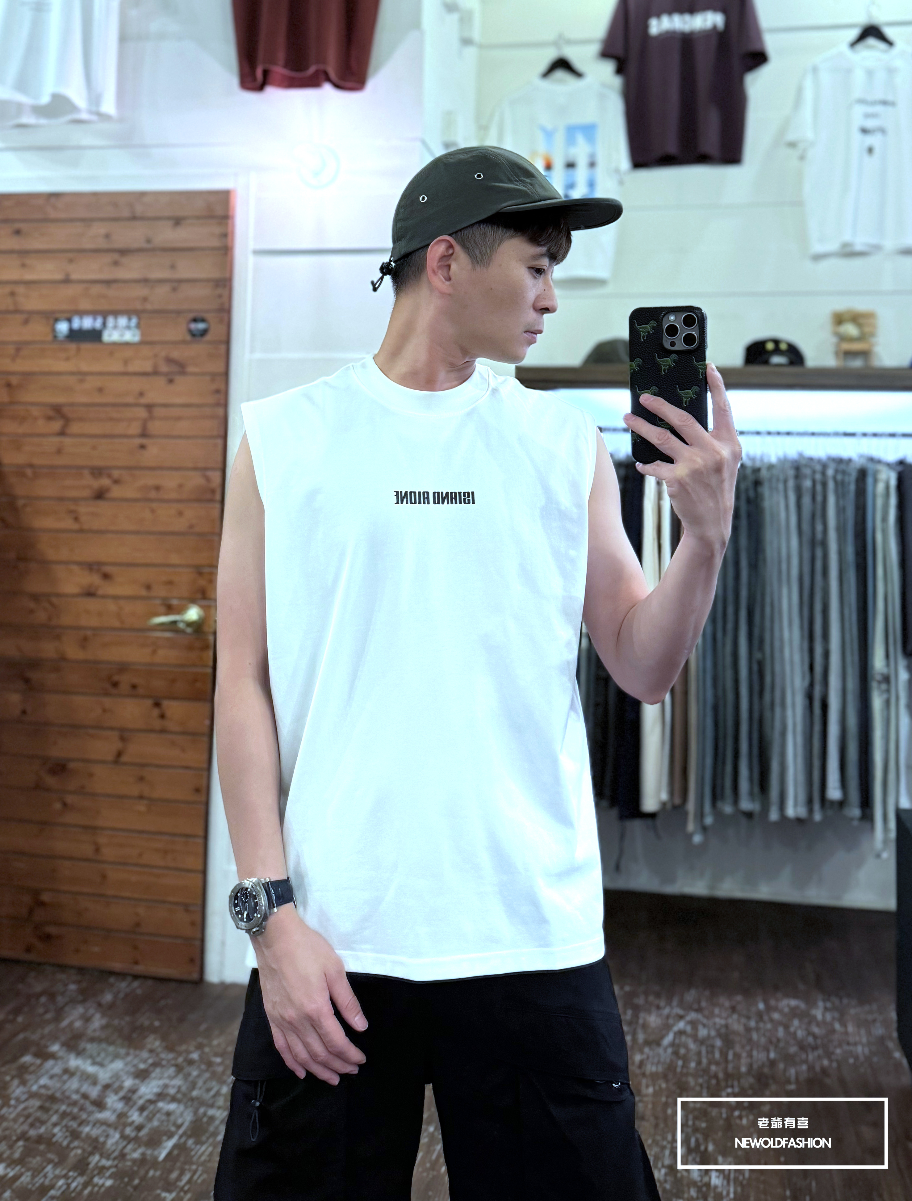 『新品上市』重磅Island爆裂紋棉質背心(NOF2405S8011)-白