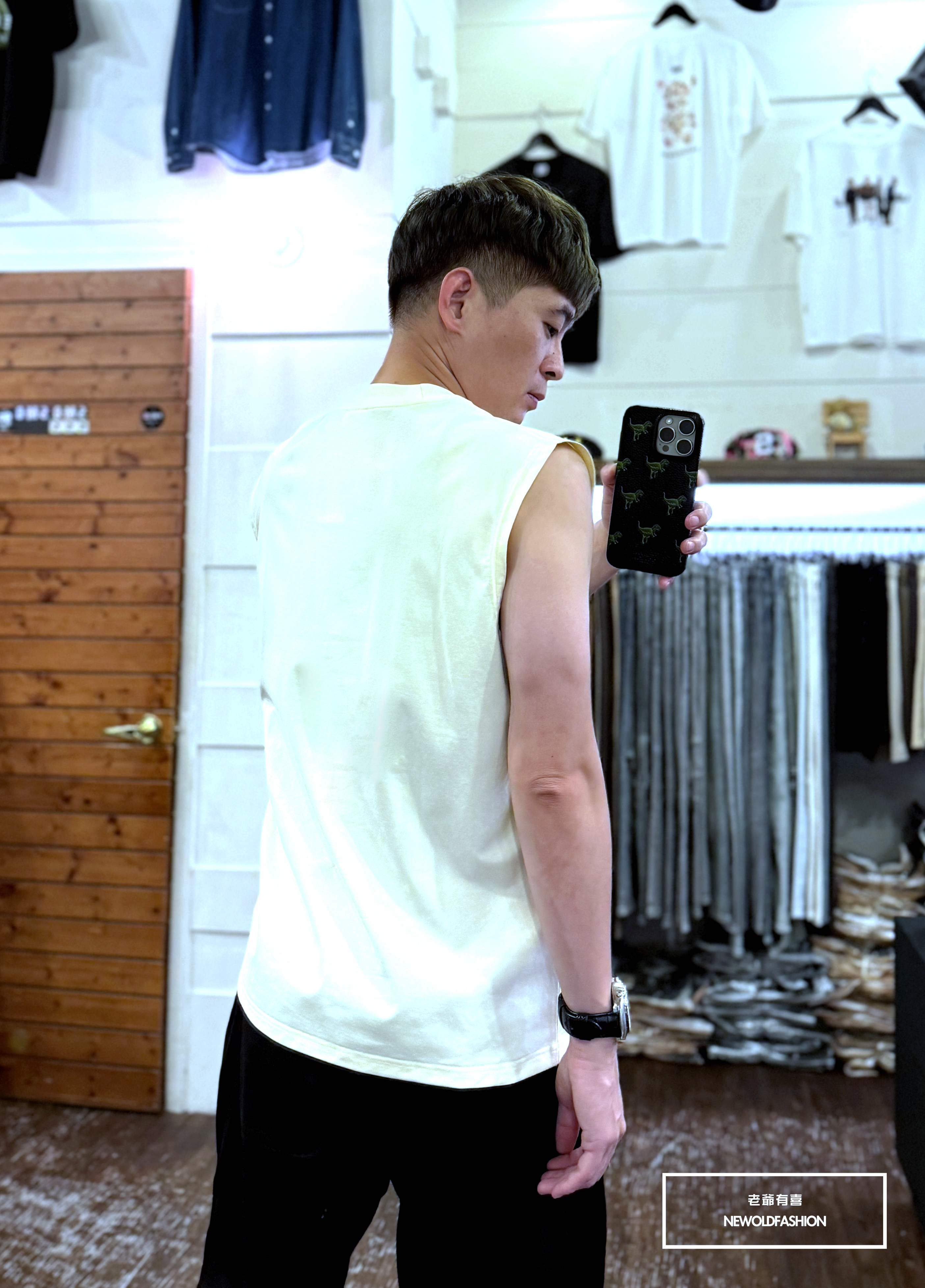 『新品上市』重磅原色素面棉質背心(NOF2405S8004)-米