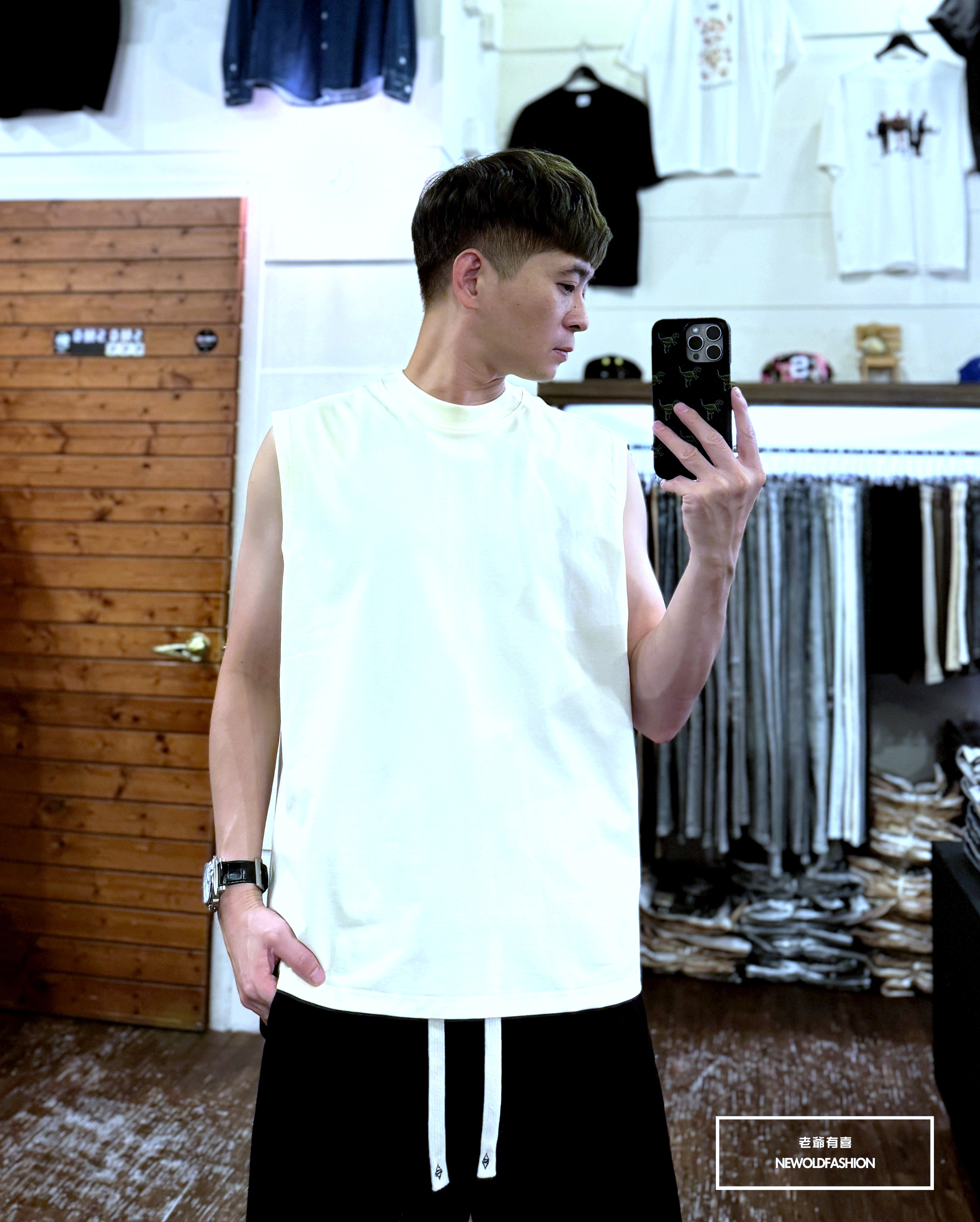 『新品上市』重磅原色素面棉質背心(NOF2405S8004)-米